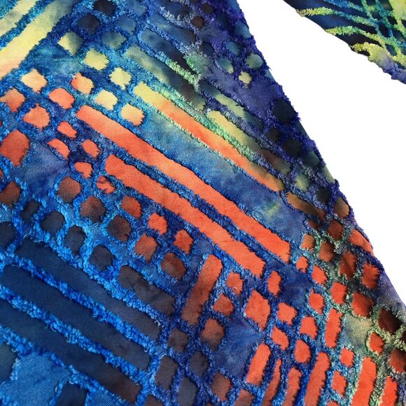 Creation Top Womens M Rainbow Tie Dye Burnout Textured Pocket Tunic Boho Artsy - Picture 11 of 16